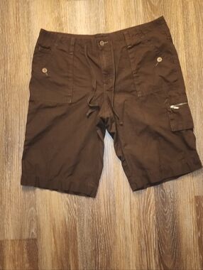 Eddie Bauer Dark Brown Cargo Shorts Sz 16 Hiking Walking Casual